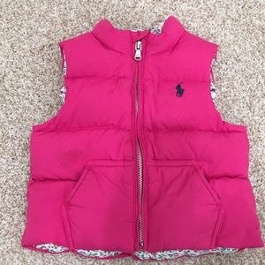 Ralph Lauren puffer Vest Girls pink 18 months cute